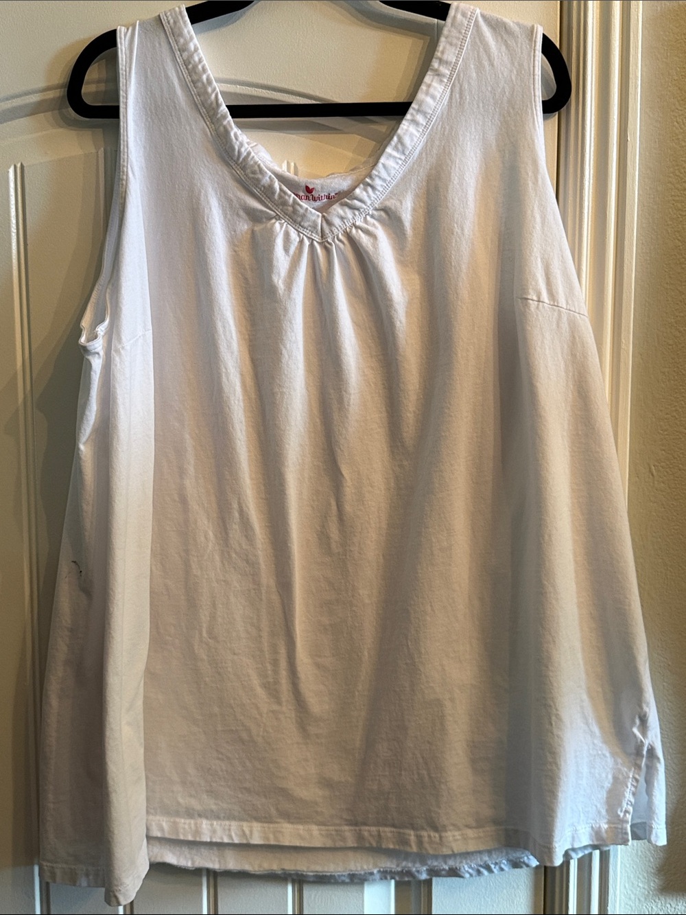 Woman Within White V-Neck Sleeveless Tank